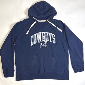 NFL Dallas Cowboys Navy Blue Distressed Graphic Pullover Hoodie Mens 2XL